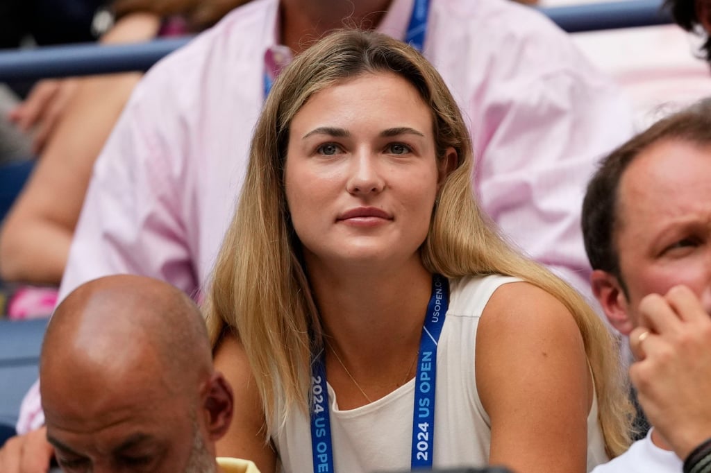 Anna Kalinskaya watches the men’s singles semi-finals of the US Open tennis championships, during which Jannik Sinner played against Jack Draper. Photo: AP