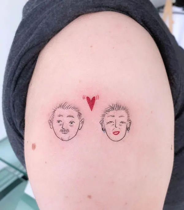 Cute cartoon portrait tattoo by @denizs7